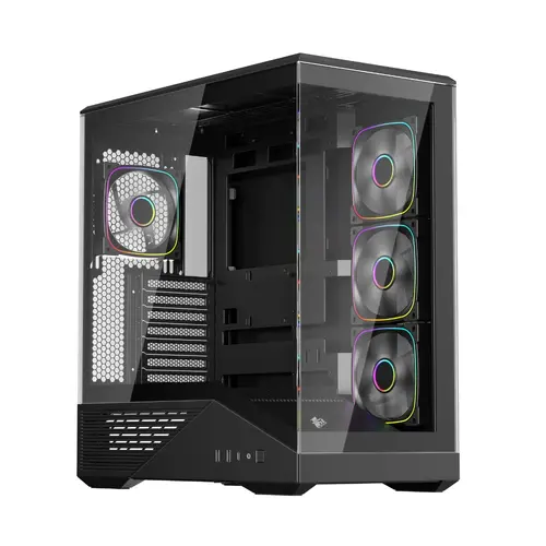 1stPlayer Carcasă ATX - GM7 Black - 4 ventilatoare A-RGB de 120 mm incluse, USB-C - 1