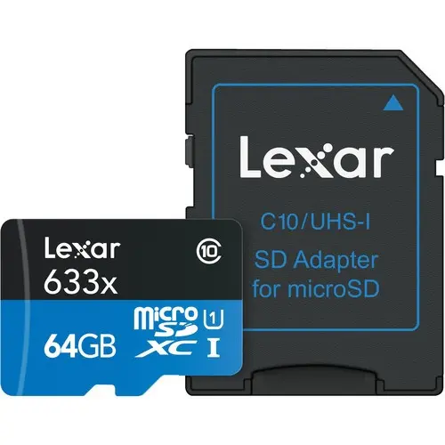 КАРТА ПАМЕТ micro SDHC 64GB 100MB/s UHS-I,A1,V30,U3,BLUE LEXAR