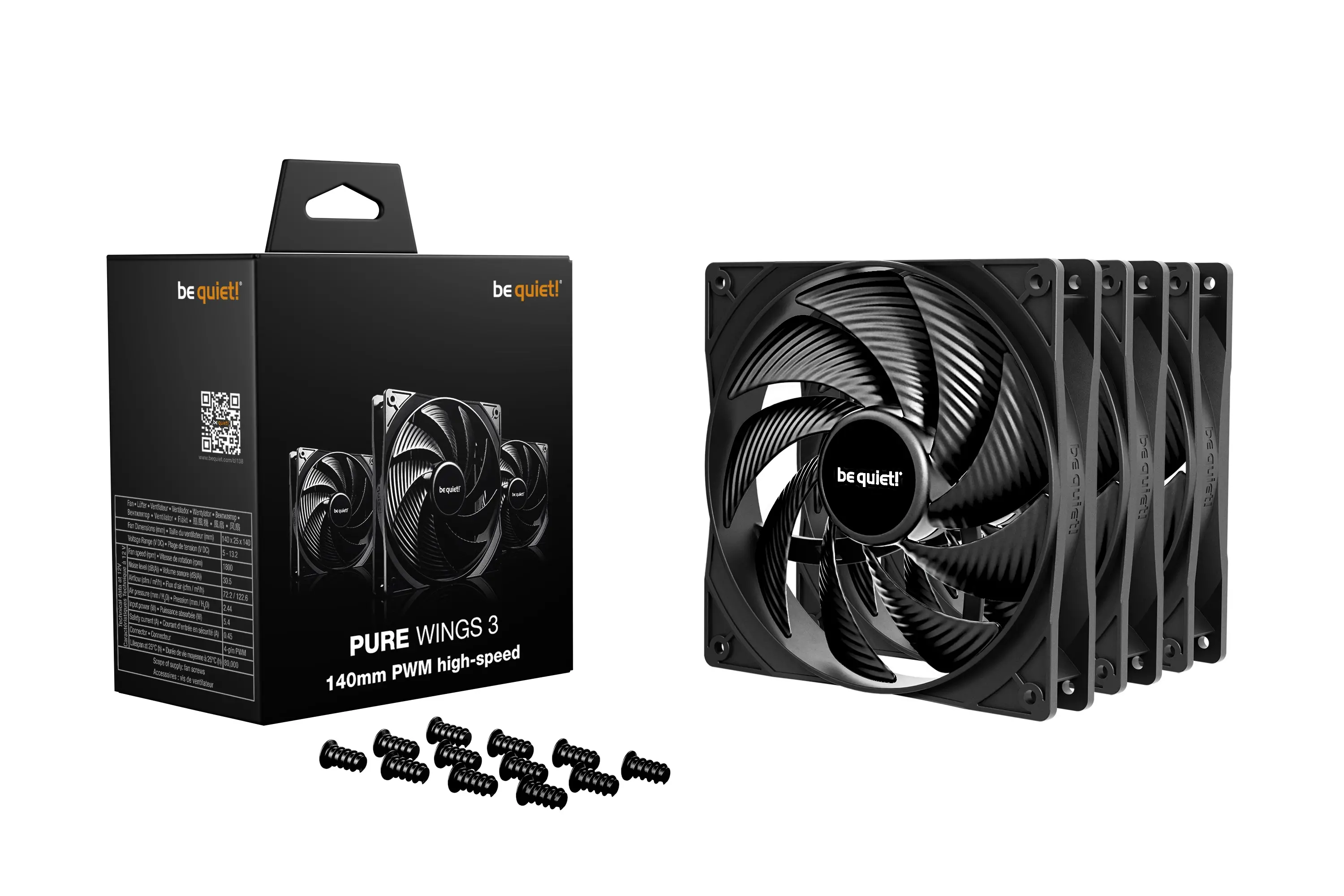 be quiet! комплект вентилатори Fan Pack 3-in-1 3 x 140mm - PURE WINGS 3 140mm PWM high-speed 3-Pack - image 2