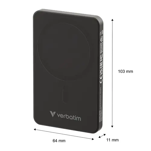 Външна батерия, Verbatim Charge 'n' Go Essentials Power Bank Magnetic Wireless 5000mAh Black - image 5