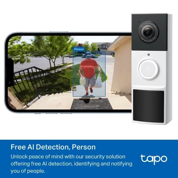 TP LINK нтелигентен видео звънец за врата Tapo D210, 2K QHD (2560×1440),160° зрителен ъгъл, microSD до 512 GB, 2.4Ghz, AI-разпознаване - image 4