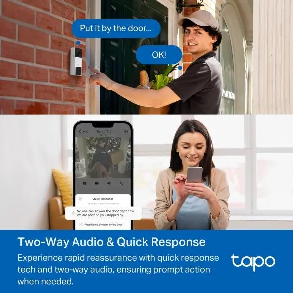 TP LINK нтелигентен видео звънец за врата Tapo D210, 2K QHD (2560×1440),160° зрителен ъгъл, microSD до 512 GB, 2.4Ghz, AI-разпознаване - image 6