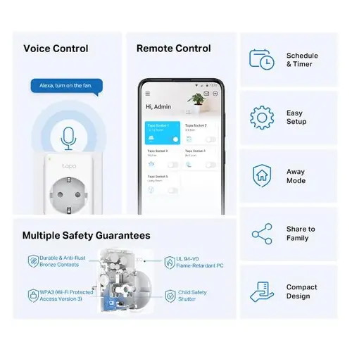 TP LINK TAPO P100 Смарт контакт 10A, 2300W, 2.4Ghz, задаване на график, таймер - image 1