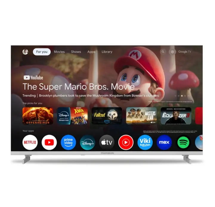 Телевизор, Thomson 40" FHD Google TV; 1920 x 1080 (FHD), DLED, 60 Hz, HDR10, Dolby Audio, Google Cast, DVB-T/T2/C/S/S2, Wi-Fi, Bluetooth, LAN, HDMI 3 (1.4), USB 2 (2.0), Hotel mode, Side Feet, White - image 1