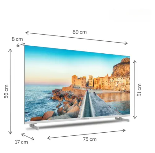 Телевизор, Thomson 40" FHD Google TV; 1920 x 1080 (FHD), DLED, 60 Hz, HDR10, Dolby Audio, Google Cast, DVB-T/T2/C/S/S2, Wi-Fi, Bluetooth, LAN, HDMI 3 (1.4), USB 2 (2.0), Hotel mode, Side Feet, White - image 2
