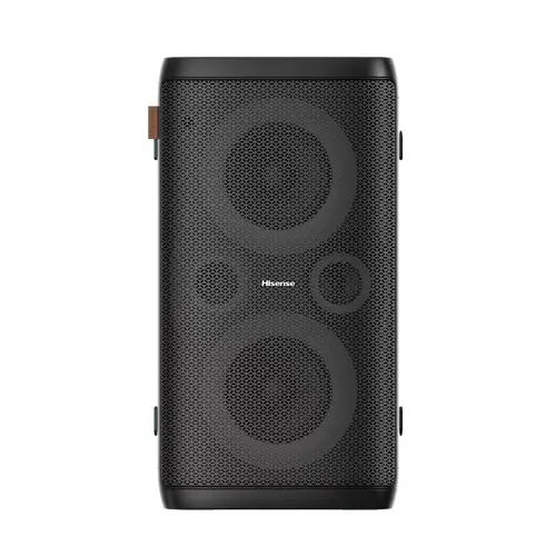 Аудио система, Hisense Party Rocker One Plus (HP110) Bluetooth Speaker with 300W Power, Built-in Woofer, Karaoke Mode, Built-in Wireless Charging Pad, AUX Input and Output, USB, 15 Hour Long-Lasting Battery 4 x 2500Ah, 2x mics included, Black - image 1