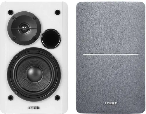 Edifier R1280T 2.0 Bookshelf Speakers, RCA, 0.5-inch Tweeters, 4-inch Drivers, 42W (RMS), Control Knobs and Remote Control, White/Silver