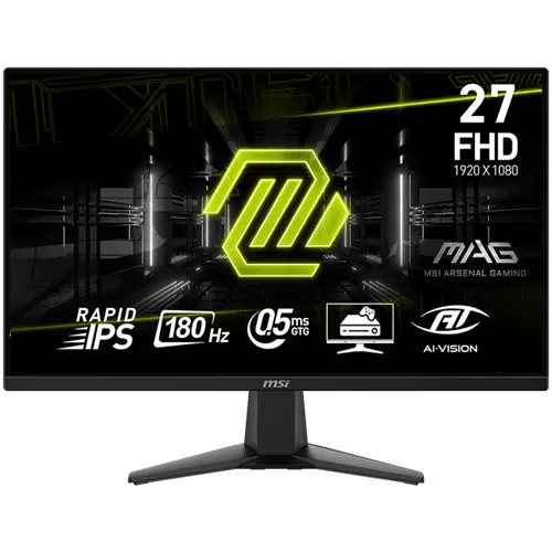 MSI MAG 275F Gaming Monitor, 27" 180Hz, FHD (1920x1080) 16:9, Rapid IPS, 0.5ms, 250nits, 1000:1, 178/178, AMD FreeSync, 1x DP, 2x HDMI, 3Y Warranty