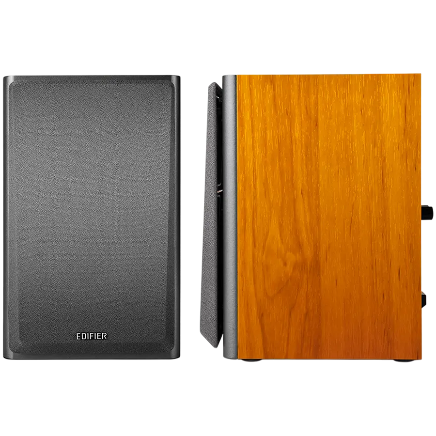 Edifier R1000T4 2.0 Bookshelf Speakers, RCA, 0.5-inch Tweeters, 4-inch Drivers, 24W (RMS), Control Buttons, Brown - image 1