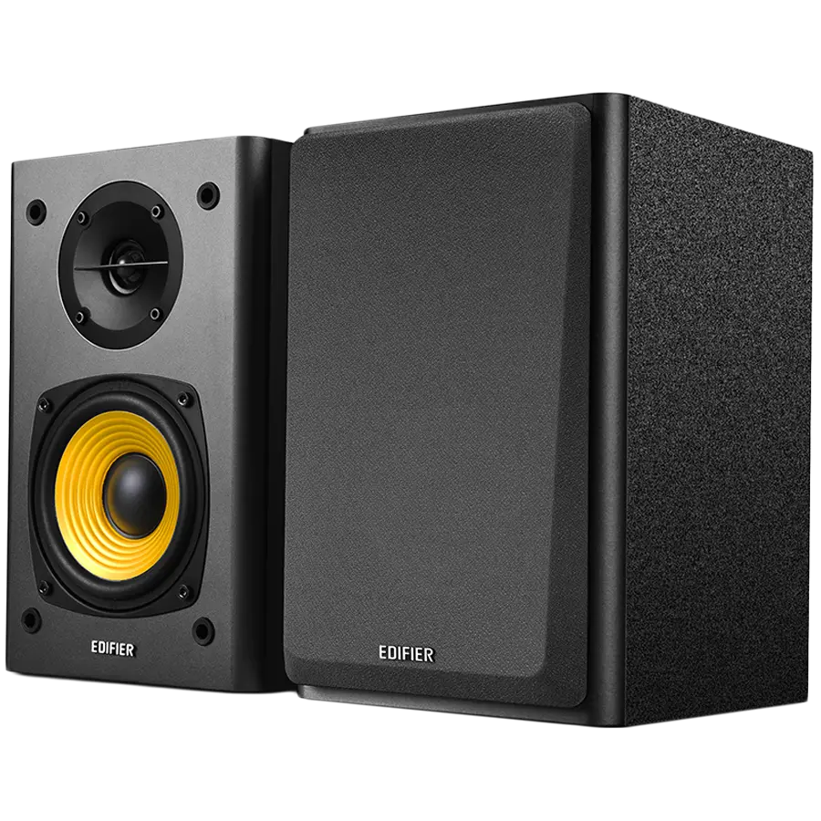 Edifier R1000T4 2.0 Bookshelf Speakers, RCA, 0.5-inch Tweeters, 4-inch Drivers, 24W (RMS), Control Buttons, Black