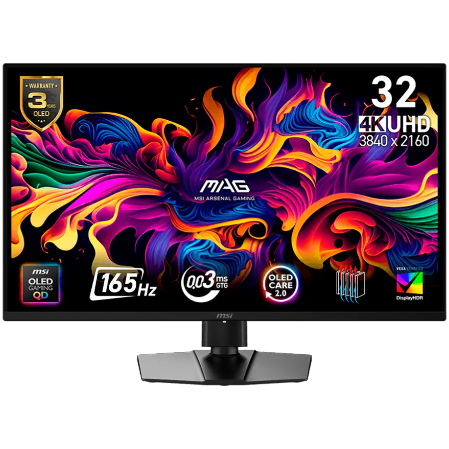 MSI MAG 322UP QD-OLED E16 Gaming Οθόνη, 31.5" 165Hz, UHD (3840x2160) 16:9, QD-OLED αντιανακλαστική, 0.03ms, 250nits, 1500000:1, 178/178, G-SYNC