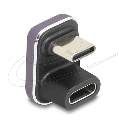 Delock Adaptor USB-C tată la mamă USB-C, sub 180°, 40 Gbps PD 3.1 240 W, în formă de U 8K 60 Hz metal - 1