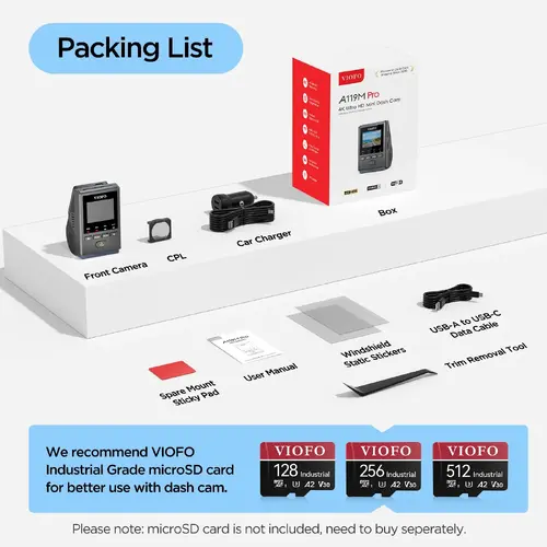 VIOFO Видеорегистратор Dash Cam A119 M Pro 4K - 30fps, Sony STARVIS 2, WiFi 6, GPS - image 8