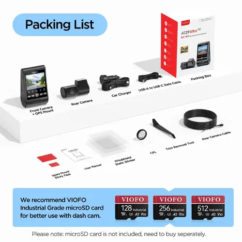 VIOFO Видеорегистратор Dash Cam A229 Ultra 2 Channel - 4K, HDR, Dual Sony STARVIS 2 8MP, GPS, Bluetooth - image 11