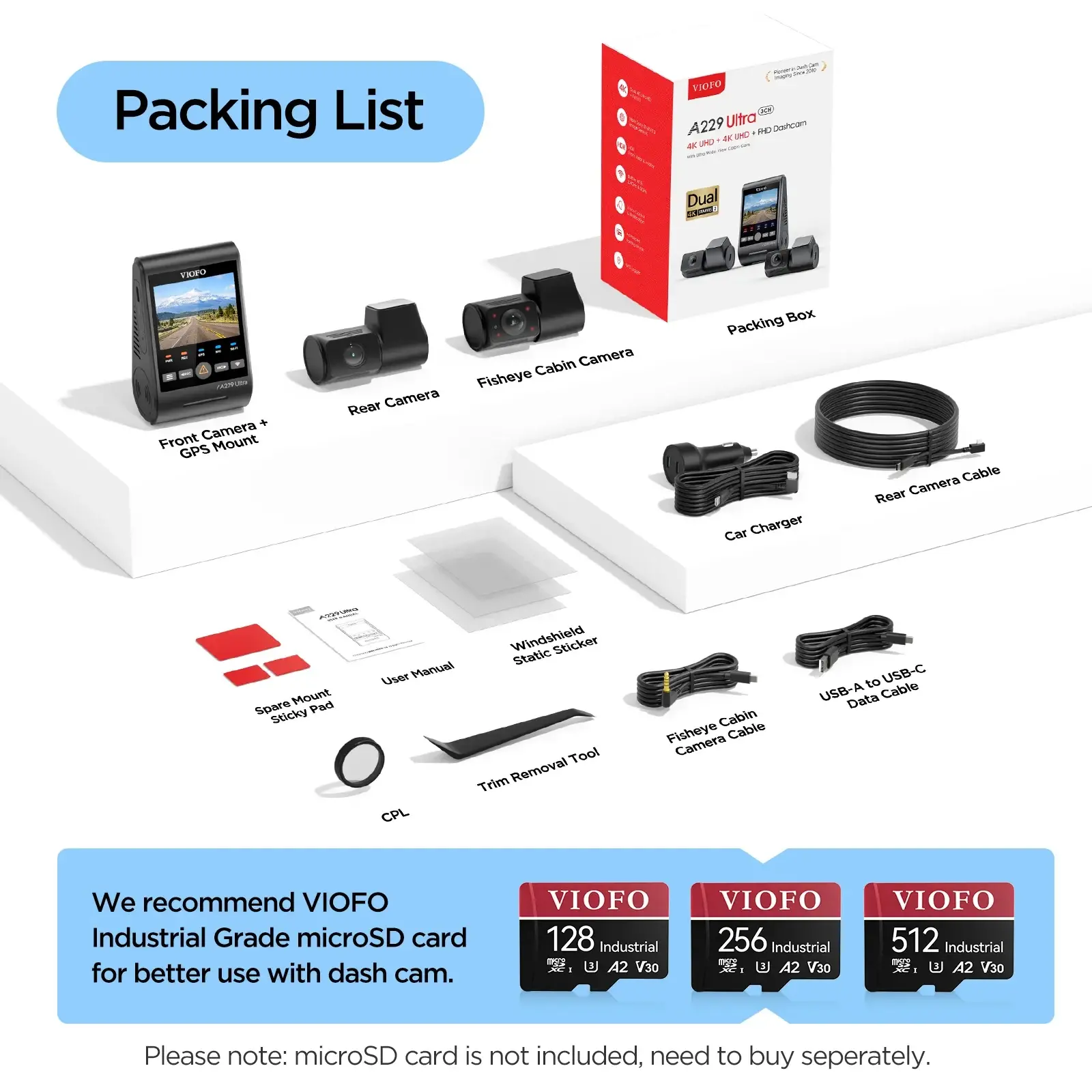 VIOFO Видеорегистратор Dash Cam A229 Ultra 3 Channel - 4K, HDR, Dual Sony STARVIS 2 8MP, GPS, Bluetooth - image 10