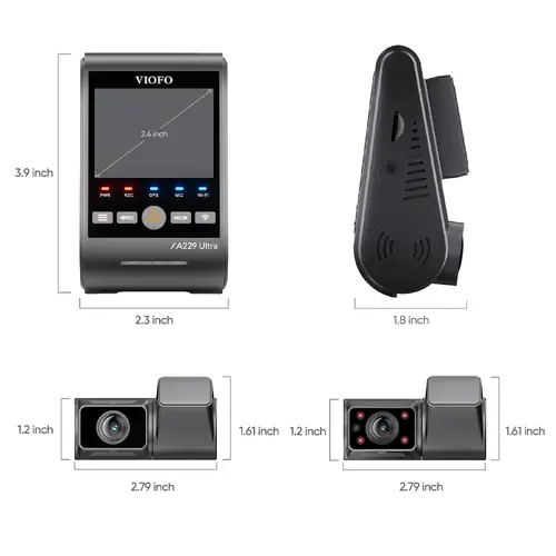 VIOFO Κάμερα αυτοκινήτου Dash Cam A229 Ultra 3 Channel - 4K, HDR, Dual Sony STARVIS 2 8MP, GPS, Bluetooth - 7