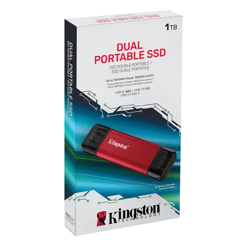 Флаш памет Kingston Dual USB-A/C Portable SSD 1TB - Black/Red - image 3