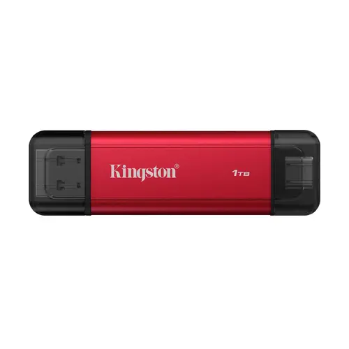 Memorie flash Kingston Dual USB-A/C Portable SSD 1TB - Negru/Roșu - 1