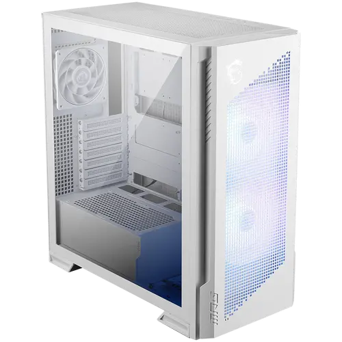 MSI MPG VELOX 300R AIRFLOW PZ WHITE, Mid-Tower, E_ATX/ATX(Back-connect supported)/M-ATX/ITX, 2x USB 3.2, 1x USB Type-C 20Gbs, 1x Audio/Mic, LED Button, ARGB Fan Hub, 2x 160mm ARGB + 1x 120mm Black Dual Layer Blades Fans, Mesh Panel, Tempered Glass