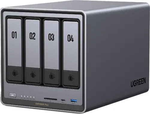 UGREEN 4-Bay Diskless intel 8505 8GB DDR5 RAM 128GB System Drive, HDMI 4K 60Hz 2.5GbE, 10GbE, no HDDs, DXP4800plus