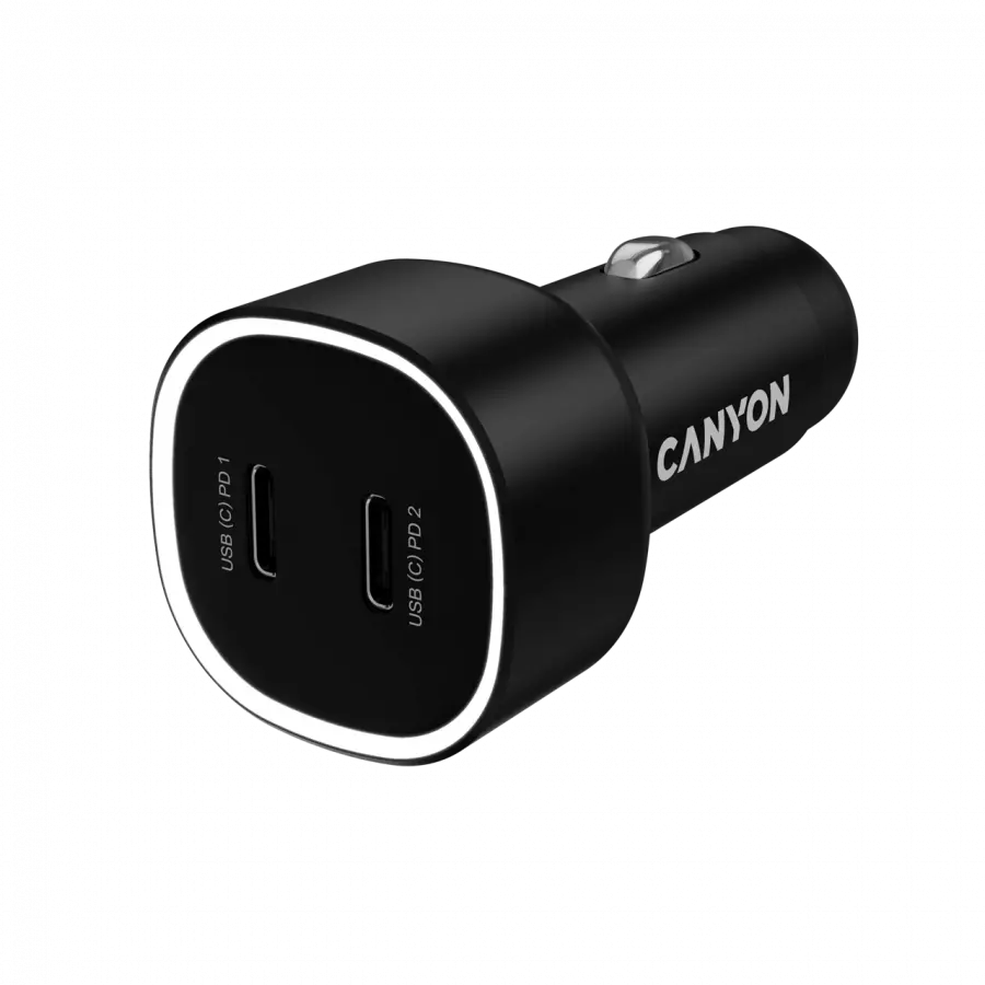 CANYON φορτιστής αυτοκινήτου OnDrive 60 PD 60W 2xUSB-C Μαύρο