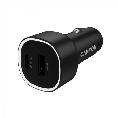 CANYON φορτιστής αυτοκινήτου OnDrive 48 PD 48W USB-A+USB-C Μαύρο - 1