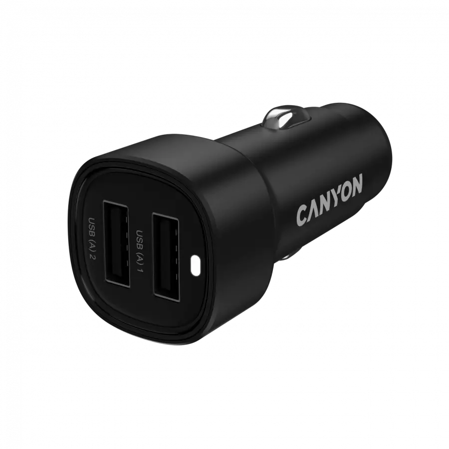 CANYON încărcător auto OnDrive 24 24W 2xUSB-A Negru