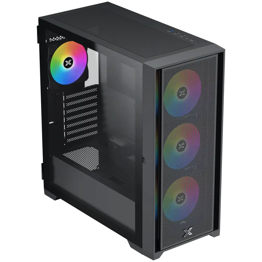 Xigmatek Master X II (Μαύρο, EATX, U3x1 & U2x2, μπροστινή σχάρα mesh & αριστερό TG, 4 τεμ. Z20A & ARGB PCB)