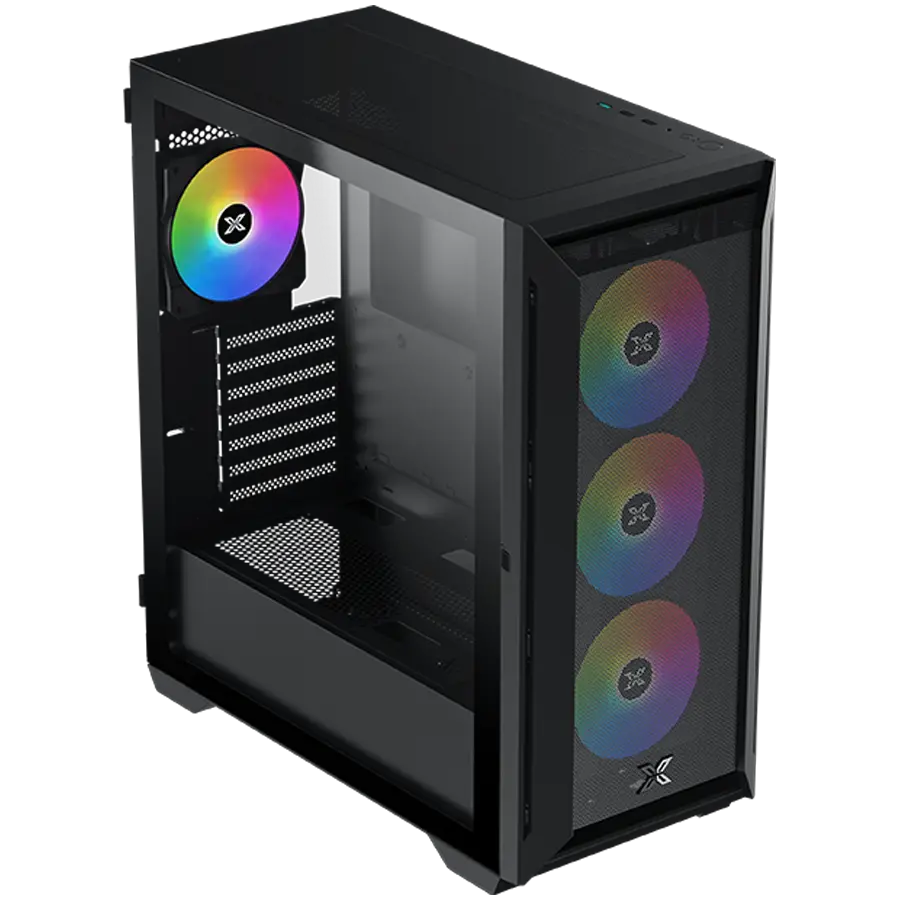 Xigmatek Master X II Pro (Negru, ATX, U3x1 & U2x2, grilă frontală Mesh & TG pe stânga, 4 buc. Z20A & ARGB PCB)