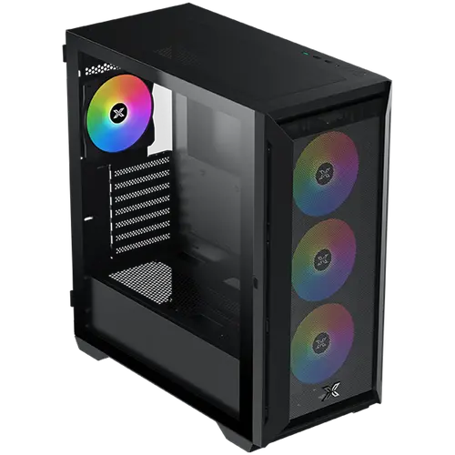 Xigmatek Master X II Pro (Μαύρο, ATX, U3x1 & U2x2, μπροστινή σχάρα Mesh & αριστερό TG, 4 τεμ. Z20A & ARGB PCB) - 1