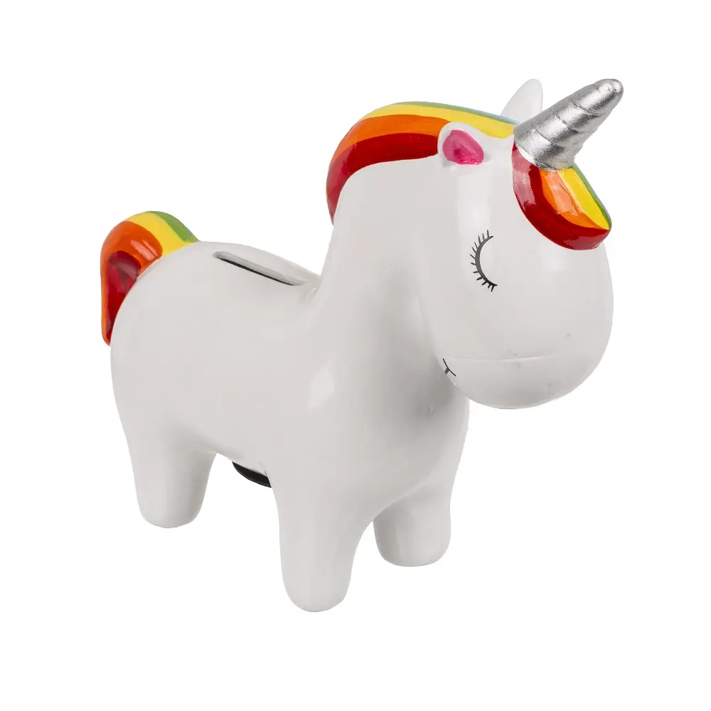 Керамична касичка Unicorn, бяла