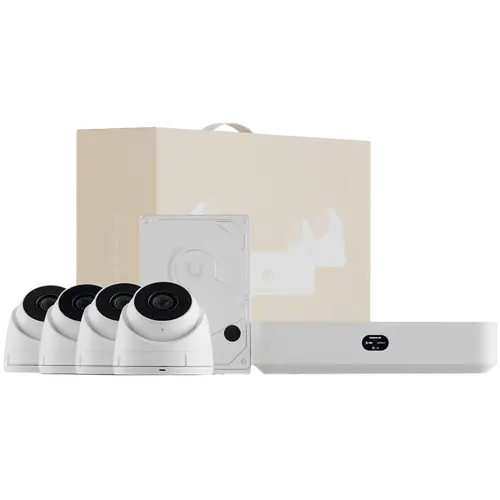 Ubiquiti UniFi UNVR-Instant-KIT-EU Compact Protect NVR Kit, includes (1) UniFi Protect NVR Instant with (4) G5 Turret Ultra cameras and (1) 1TB HDD, delivering an all-in-one solution for fast and effortless setup