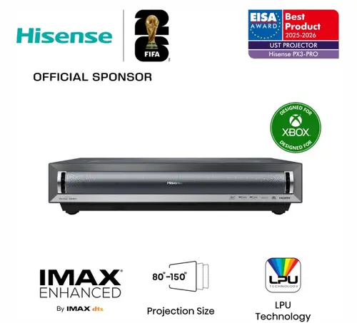 Мултимедиен проектор, Hisense projector PX3-PRO Home Cinema, 3000;1,3x HDMI,1x LAN, Black