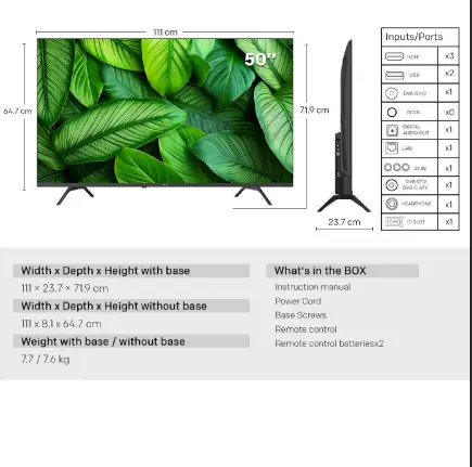 METZ Телевизор 50" UHD LED SMART TV, 4K Ultra HD, Google TV, Frameless - image 4