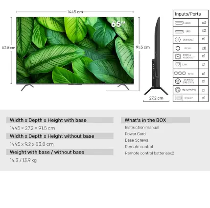 METZ Телевизор 65" UHD LED SMART TV, 4K, Google TV, Frameless - image 4