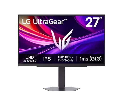 Monitor, LG 27G810A-B, UltraGear 27" 4K IPS, 1ms (GtG), 1000:1, 400cd/m2, UHD 3840x2160, Dual-Mode (UHD 180Hz, FHD 360Hz), HDR 10, DCI-P3 95.0%, AMD - 1