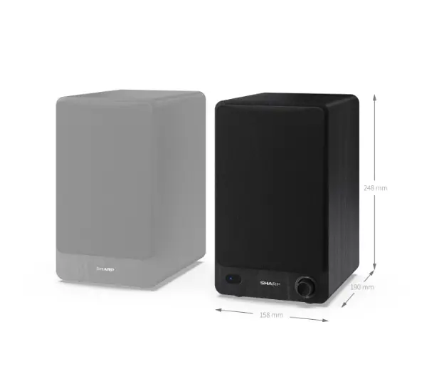 Аудио система, Sharp Audio Systems CP-SS30(BK), Hifi Systems BOOKSHELF SPEAKERS 60W (2 x 30W) RMS 2, Bluetooth v5.0, USB playback, MP3 Audio decoder, RCA L/R In, 3.5mm Aux-in / line-in, Digital optical-in, Wooden speaker, Black - image 10