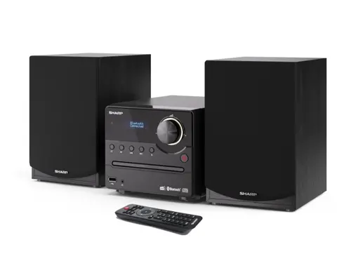 Аудио система, Sharp Audio Systems XL-B517D(BK), HI-FI MICRO SYSTEM, 45W total max power output, DAB+ and FM tuner with RDS, Bluetooth v5.0, CD player, USB playback, 3.5mm Aux-in / line-in, Headphone jack, wooden speaker, Black - image 1