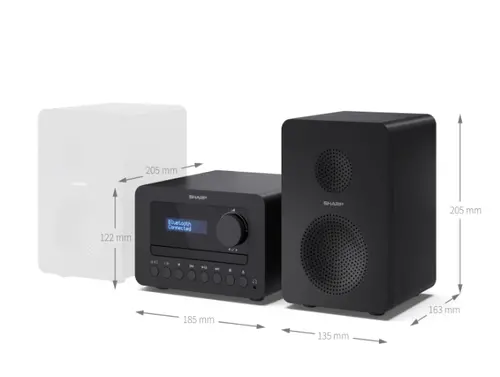 Аудио система, Sharp Audio Systems XL-B520D(BK), HI-FI MICRO SYSTEM, 40 (peak), DAB+/DAB and FM radio with RDS, Bluetooth v5.0, CD player, USB MP3 playback, 3.5mm Headphone jack / line-out, wooden speaker, Black - image 11