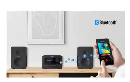 Аудио система, Sharp Audio Systems XL-B520D(BK), HI-FI MICRO SYSTEM, 40 (peak), DAB+/DAB and FM radio with RDS, Bluetooth v5.0, CD player, USB MP3 playback, 3.5mm Headphone jack / line-out, wooden speaker, Black - image 1