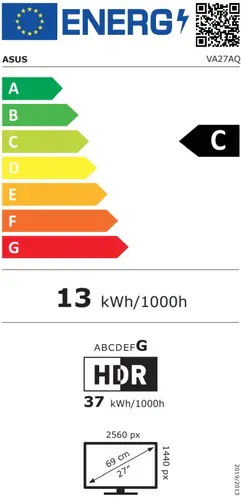 Монитор, Asus VA27AQ Eye Care Monitor, 27 ", IPS, QHD, 99% sRGB, Frameless, HDMI, DisplayPort, VGA, 1ms MPRT, Stereo Speakers, Low Blue Light, Flicker Free, Wall Mountable, Black - image 8