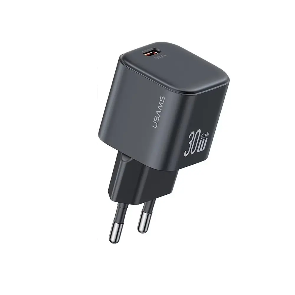 Încărcător rapid USAMS USAMS US-CC262 USB-C 30W GaN FAST CHARGE, negru