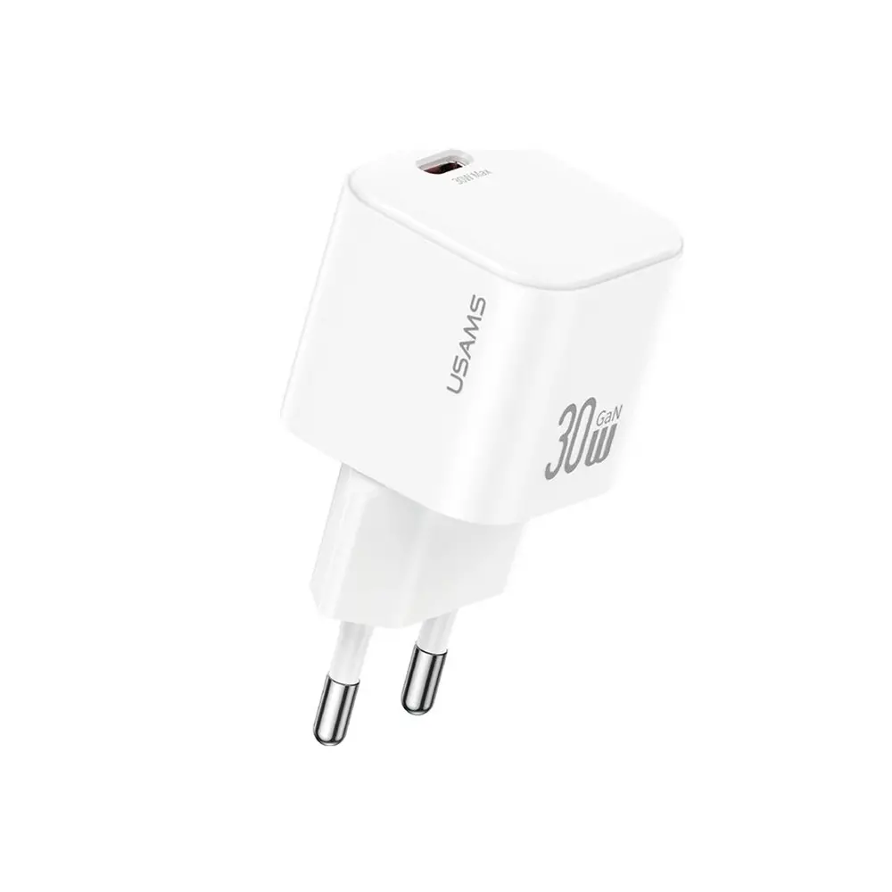 Бързо зарядно устройство USAMS USAMS US-CC262 USB-C 30W GaN FAST CHARGE, бяло