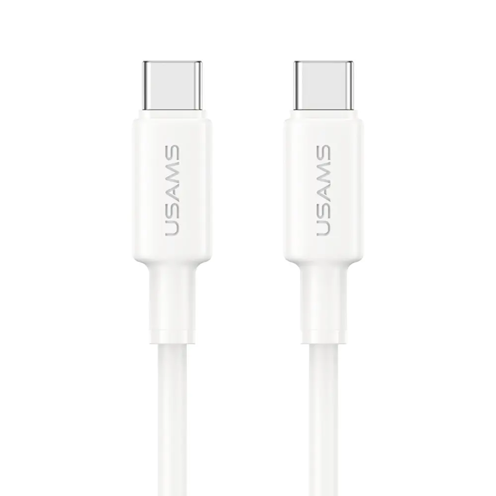 Кабел за бързо зареждане и данни USAMS SJ763 U90 60W Type-C To Type-C, 1 метър, бял