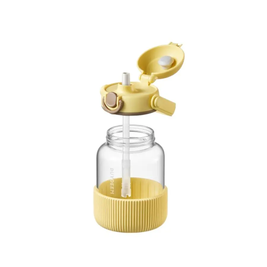 BUYDEEM Pop-Up Straw Glass Bottle 1L, model DG710, color Mellow Yellow - image 1