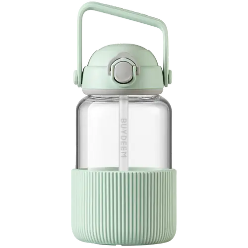 BUYDEEM Pop-Up Straw Glass Bottle 1L, model DG710, color Cozy Greenish