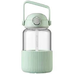 BUYDEEM Pop-Up Straw Glass Bottle 1L, model DG710, color Cozy Greenish