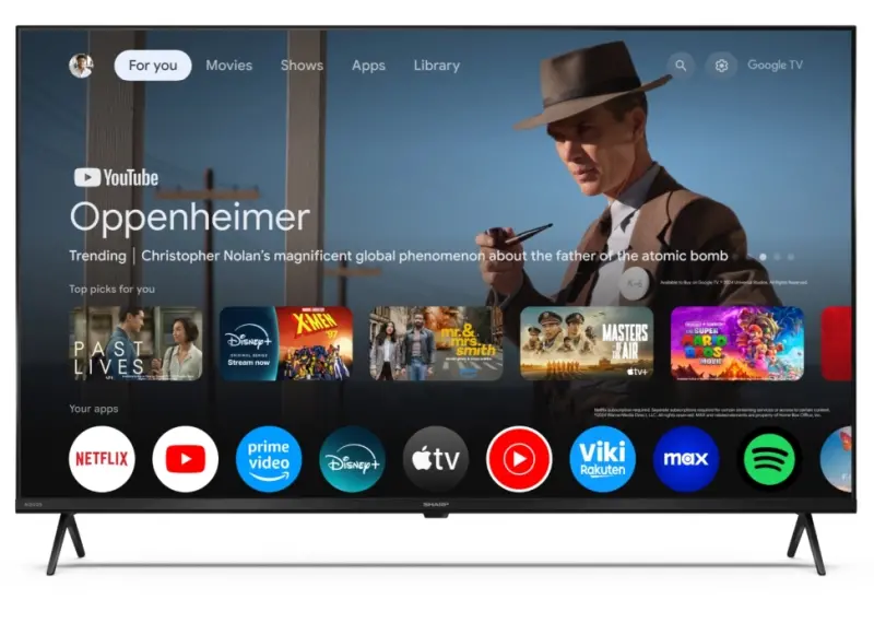Телевизор, Sharp 43HP5265E, 43" QLED Google TV, 4K Ultra HD 3840x2160 Frameless, 1 000 000:1, AQUOS, DVB-T/T2/C/S/S2, Active Motion 1000, HDR10, Dolby Atmos, Dolby Vision, Google Assistant, Google Cast, HDMI 2.1 with eARC, 3.5mm Headphone jack / line-out, USB, Wi- - image 2