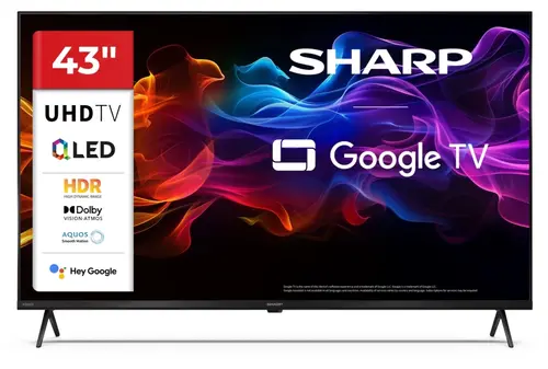 Телевизор, Sharp 43HP5265E, 43" QLED Google TV, 4K Ultra HD 3840x2160 Frameless, 1 000 000:1, AQUOS, DVB-T/T2/C/S/S2, Active Motion 1000, HDR10, Dolby Atmos, Dolby Vision, Google Assistant, Google Cast, HDMI 2.1 with eARC, 3.5mm Headphone jack / line-out, USB, Wi-