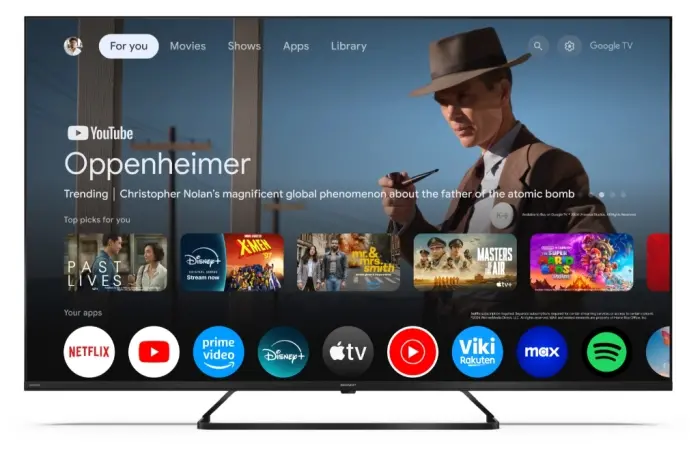 Телевизор, Sharp 55HP6265E, 55" QLED Google TV, 4K Ultra HD 3840x2160 Frameless, 1 000 000:1, AQUOS, DVB-T/T2/C/S/S2, Active Motion 1000, HDR10, Dolby Atmos, Dolby Vision, Google Assistant, Google Cast, HDMI 2.1 with eARC, 3.5mm Headphone jack / line-out, USB, Wi- - image 2